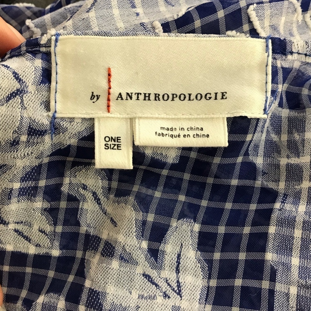 By Anthropologie Tie-Front Caftan Blue Floral One Size - Picture 5 of 5